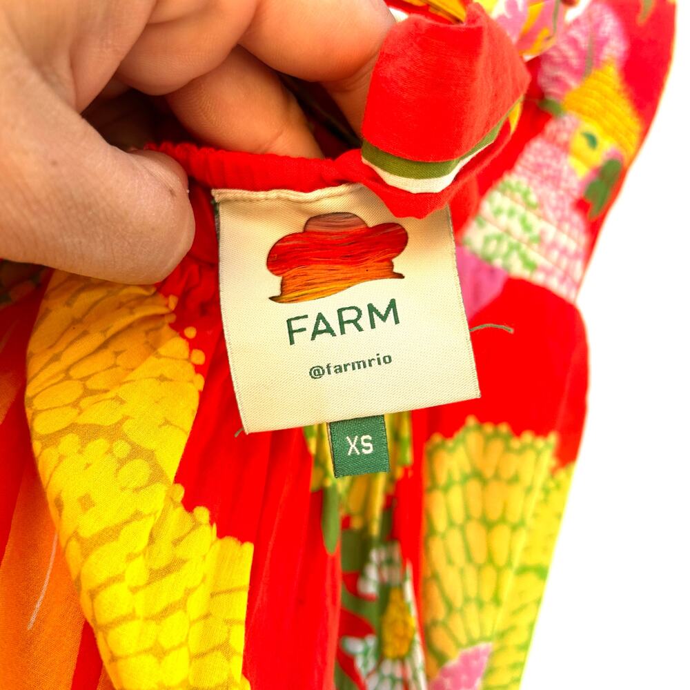 FARM Rio Tropical Neon Parrot Maxi Dress Strappy Colorful XS Bright Vacation - Picture 3 of 9